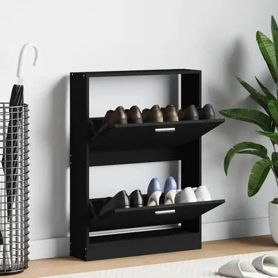 vidaXL Pantofar, negru, 59x17x81 cm, lemn compozit