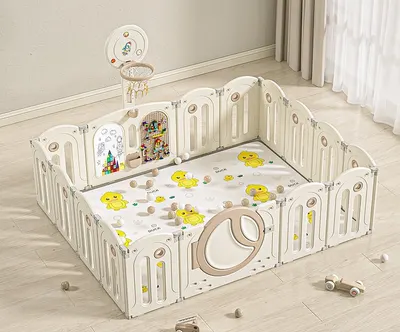 Gardulet loc de joaca interiorexterior Nichiduta Garden 200x160 cm cu poarta de siguranta,joc cu inele,covoras din spuma 1 cm grosime,100bile color,cuburi,cos de baschet si mingie inclusa Moon Coffee