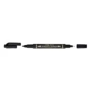 Marker permanent Pentel TWIN TIP 0. 3/1. 2 mm negru, rezistent, durabil, cerneala rezistenta la apa