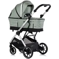 Carucior 3 in 1 pentru copii Chipolino Aurora Matcha, reversibil, spatar reglabil, cadru din aluminiu, suspensii, geanta, greutate admisa 22 kg