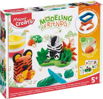 Set creativ Maped Creativ - Modeling Friends, tigru și zebră