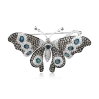 Brosa fluture din aur alb cu pietre pretioase si semipretioase de 10.69ct