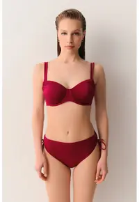 Slip hipster cu prindere cu snururi laterale - Rosu vintage