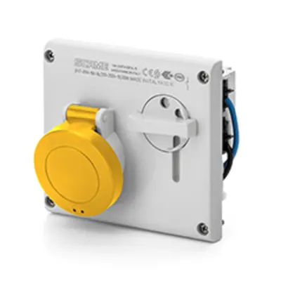 Priza interblocabilan32A 2P+E 4h 100-130V 50Hz 60Hz 136X125MM terminal cu surub Cu interblocaj mecanic