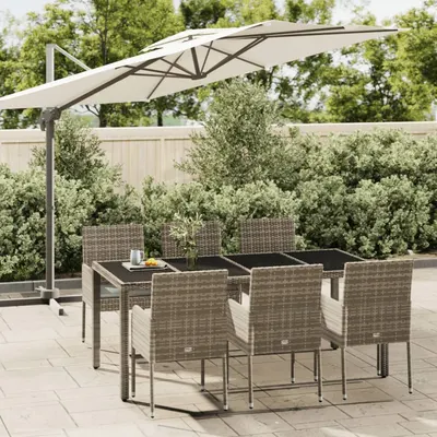Gossi set mobilier de gradina cu perne, 7 piese, gri, poliratan