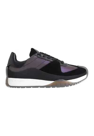 Pantofi sport cu garnituri din piele intoarsa - Negru