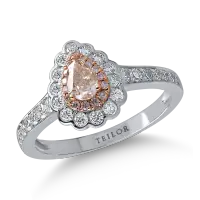 Inel din aur alb-roz cu diamante transparente de 0.5ct si diamante roz pear si rotunde de 0.42ct