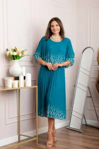 Rochie eleganta plisata Aimee din voal turcoaz