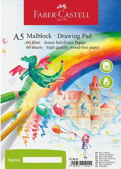 Bloc pentru desen Faber-Castell - A5, 60 de coli
