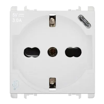 Priza universala 2P+T 16A 250V+3.0A USB tip C 2 module