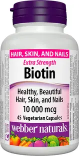 Biotin Extra Strength, 10 000 mcg, 45 capsule, Webber Naturals