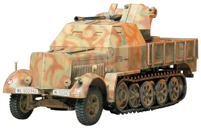 Model asamblabil Tamiya Militar: Tancuri - Tun autopropulsat antiaerian german 8ton Sonderkraftfahrzeug 7/2 3.7cm FLAK 37