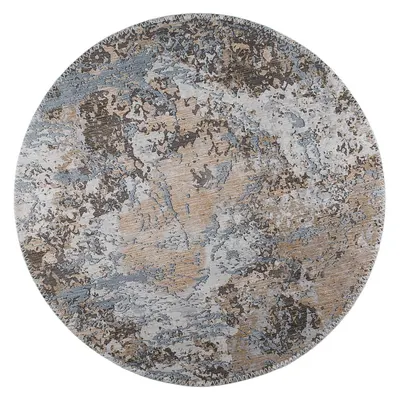Covor albastru deschis/maro deschis lavabil rotund ø 120 cm Sandstorm – Vitaus