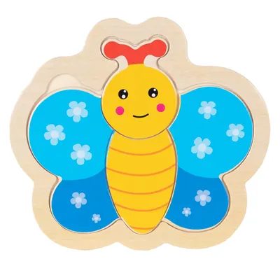 Puzzle din lemn, Fluturas, 4 piese