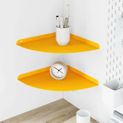 vidaXL Raft Suspendat pentru Colț 2 buc. Galben muștar 30 x 30 x 2 cm
