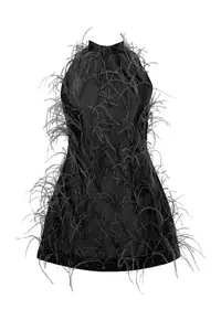 Rochie scurta cu pene ALMEEA - Negru