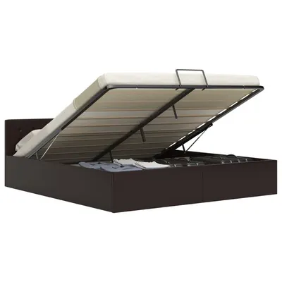 Gossi cadru pat hidraulic, depozitare, gri, 160 x 200 cm, piele eco