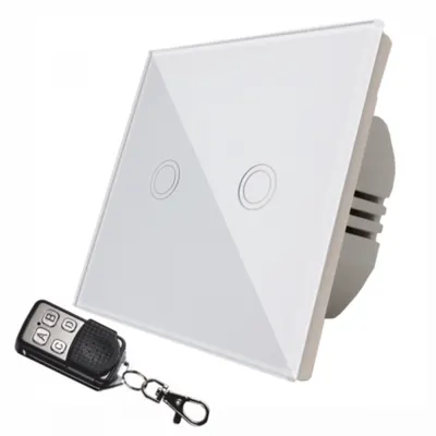 Intrerupator dublu, comutator alb simplu TOUCH - actionare prin atingere plus telecomanda