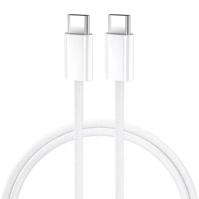 Cablu Date si Incarcare USB-C - USB-C BWOO BO-X284, 60W, 1m, Alb