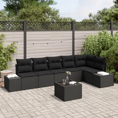 Gossi set de canapea de gradina cu 7 piese si perne bej din poliratan