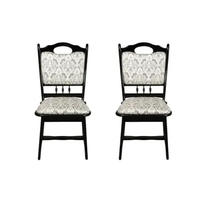 Set 2 scaune living FLANDER, cadru wenge + stofa print 02, 50x48x95 cm