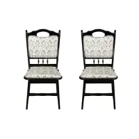 Set 2 scaune living FLANDER, cadru wenge + stofa print 02, 50x48x95 cm
