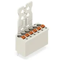 1-conductor THT female header; 1.0 mm Ø solder pin; straight; Gripping plate; direct marking; 1.5 mm²; Pin spacing 3.5 mm; 4-pole; 1,50 mm²; light gray