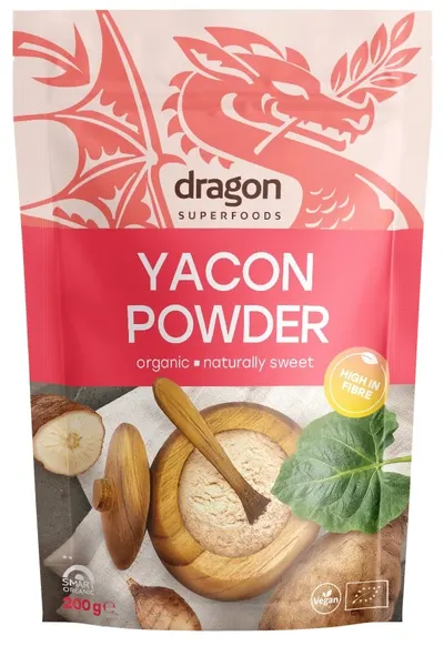 Pudră organică de yacon, 200 g, Dragon Superfoods
