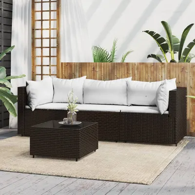Gossi set mobilier de gradina cu perne, 4 piese, maro, poliratan