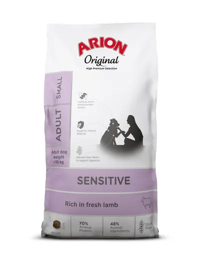 ARION Original Sensitive Adult Small Lamb Rice 2 kg cu miel pentru caini adulti talie mica