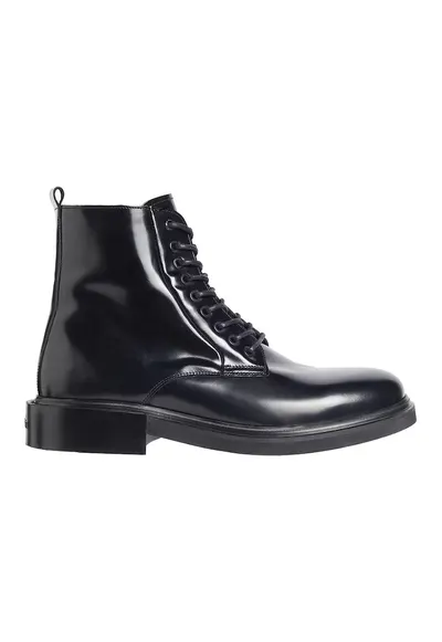 Ghete de piele cu aspect lucios - Negru
