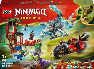 Constructor LEGO Ninjago - Bătălia cu căsuța din copac cu vehicule ninja (71857)