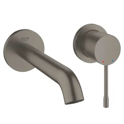 Baterie lavoar Grohe Essence 19408AL1, 1/2 inch, montare pe perete, monocomanda, 180 mm, cartus ceramic, fara ventil, mat, Hard graphite