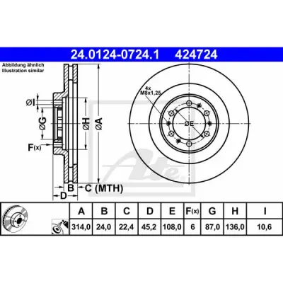 Disc frana ATE 24.0124-0724.1