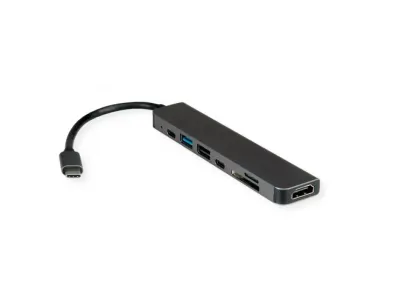 Docking station USB type C la HDMI 4K60Hz/2xUSB-A/USB type C/slot SD/TF + PD, Value 12.99.1136