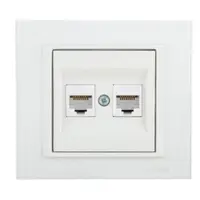 Priza Date Dubla (CAT6) ST Mina Ovivo OV00446, 10A, 250V, IP20, Natural alb