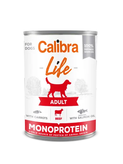 Hrana umeda caini, Calibra Dog Life Adult Beef with Carrots, 400 g