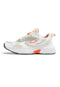 Pantofi sport demi-wedge Kreatix din piele ecologica - Alb/Portocaliu