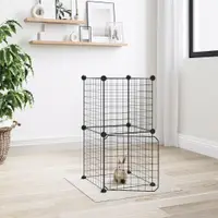 Gossi cusca animale de companie cu usa, 8 panouri, negru 35x35cm otel