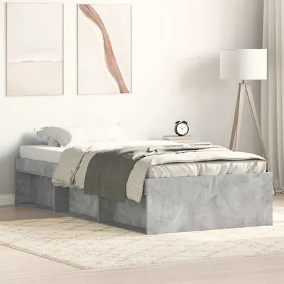 vidaXL Cadru pat, gri beton, 90x200 cm