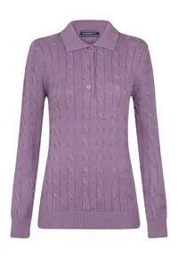 Pulover polo cu model torsade - Lila
