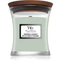 Woodwick Sagewood & Seagrass lumânare parfumată cu fitil din lemn 85 g