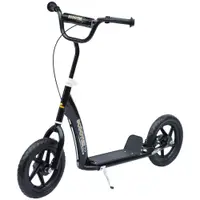 HOMCOM, trotinetă copii, pneuri 30 cm, ghidon reglabil, frână, suport lateral, oțel, pentru copii 5+ ani, negru | Aosom Romania