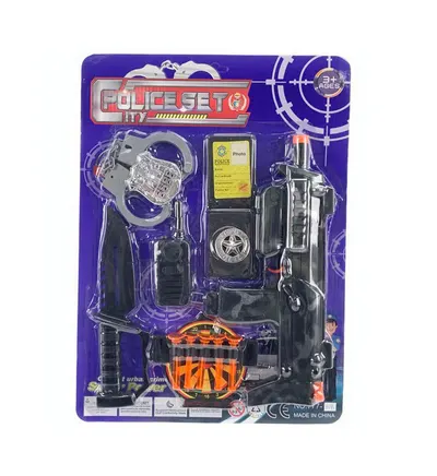 Set arme de jucărie Police Set City, cu mitralieră, cătușe, cuțit tactic și țintă, 44 cm 6511110056343 (copie) Engros