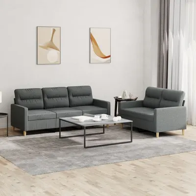 Gossi set de canapele cu perne, 2 piese, gri inchis, textil