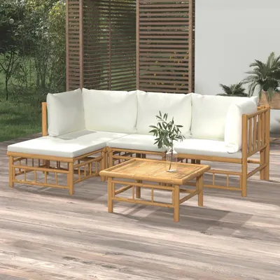 Gossi set mobilier de gradina cu perne alb crem, 2 piese, bambus