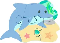 Puzzle din lemn Orange Tree Toys - Delfin, 4 piese