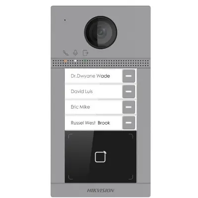 Post de exterior videointerfon WiFi Hikvision DS-KV8413-WME1, 2MP, IR 3m, Mifare 13.56 MHz, pentru 4 familii