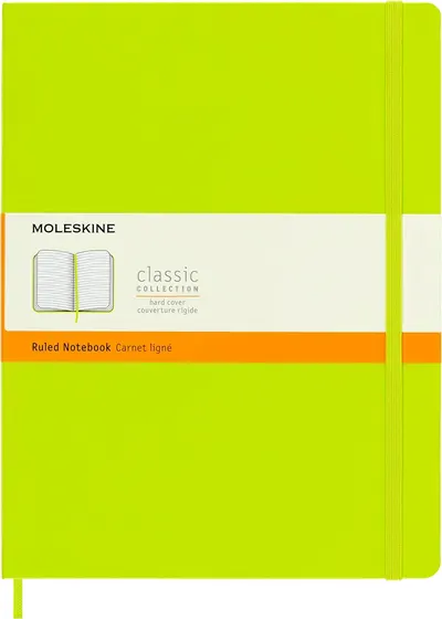 Caiet cu copertă tare Moleskine Classic Ruled XL - Lemon Green, rânduri