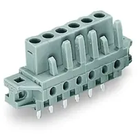 THT female header; 0.6 x 1.0 mm solder pin; straight; clamping collar; Pin spacing 5 mm; 3-pole; gray
